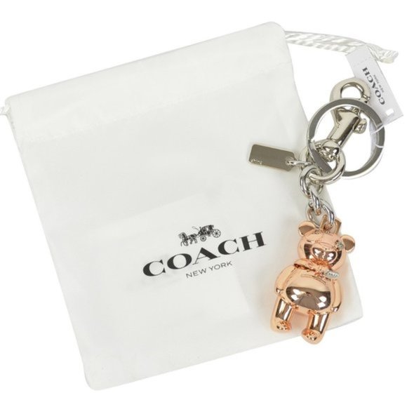 🐻 NEW Coach Rose Gold 3D BEAR Bag Charm / Keychain - Picture 3 of 5